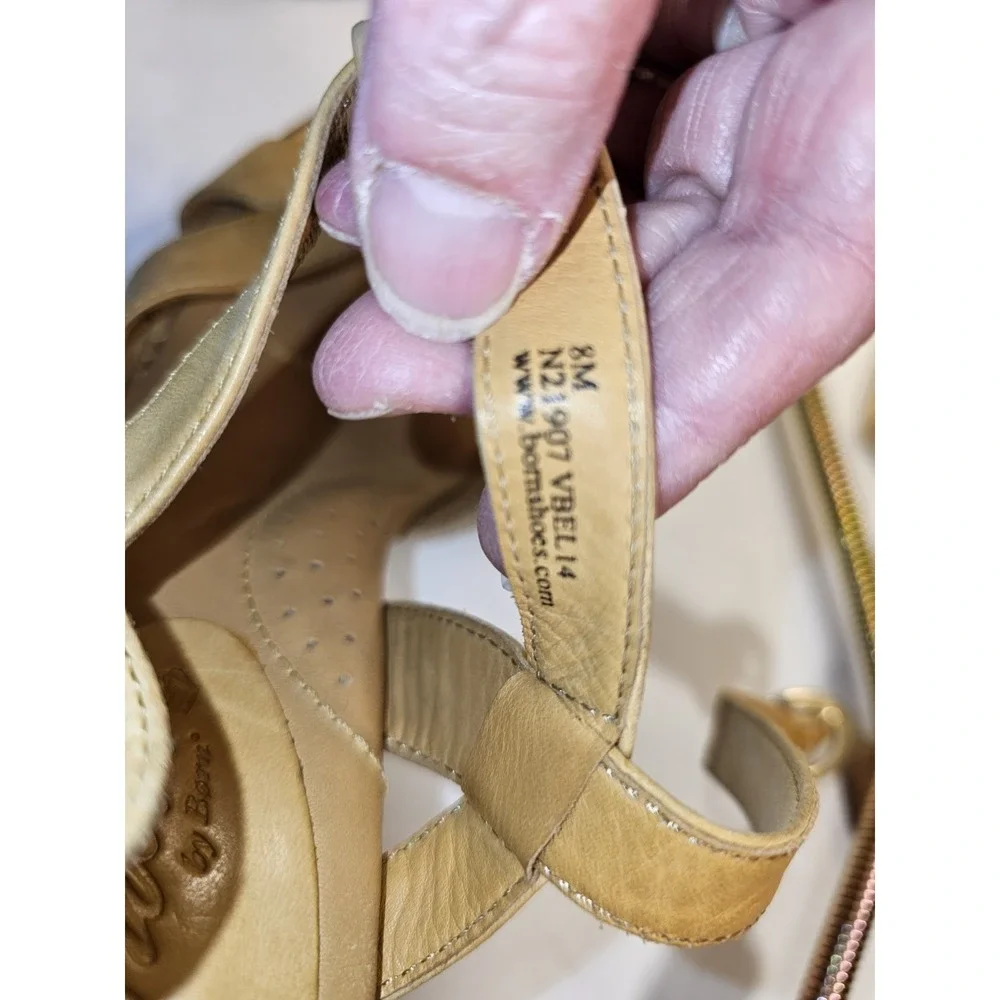 BORN CROWN US 8 Gold Leather Platform High Heel‎ Sandals Shoes Open Toe